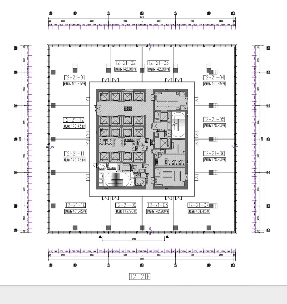 T2栋标准层平面图